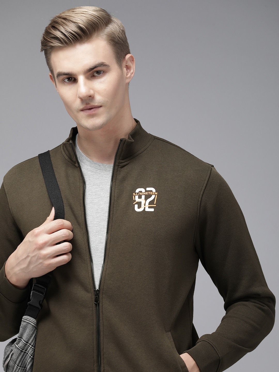 

SPYKAR Solid Front-Open Sweatshirt, Green