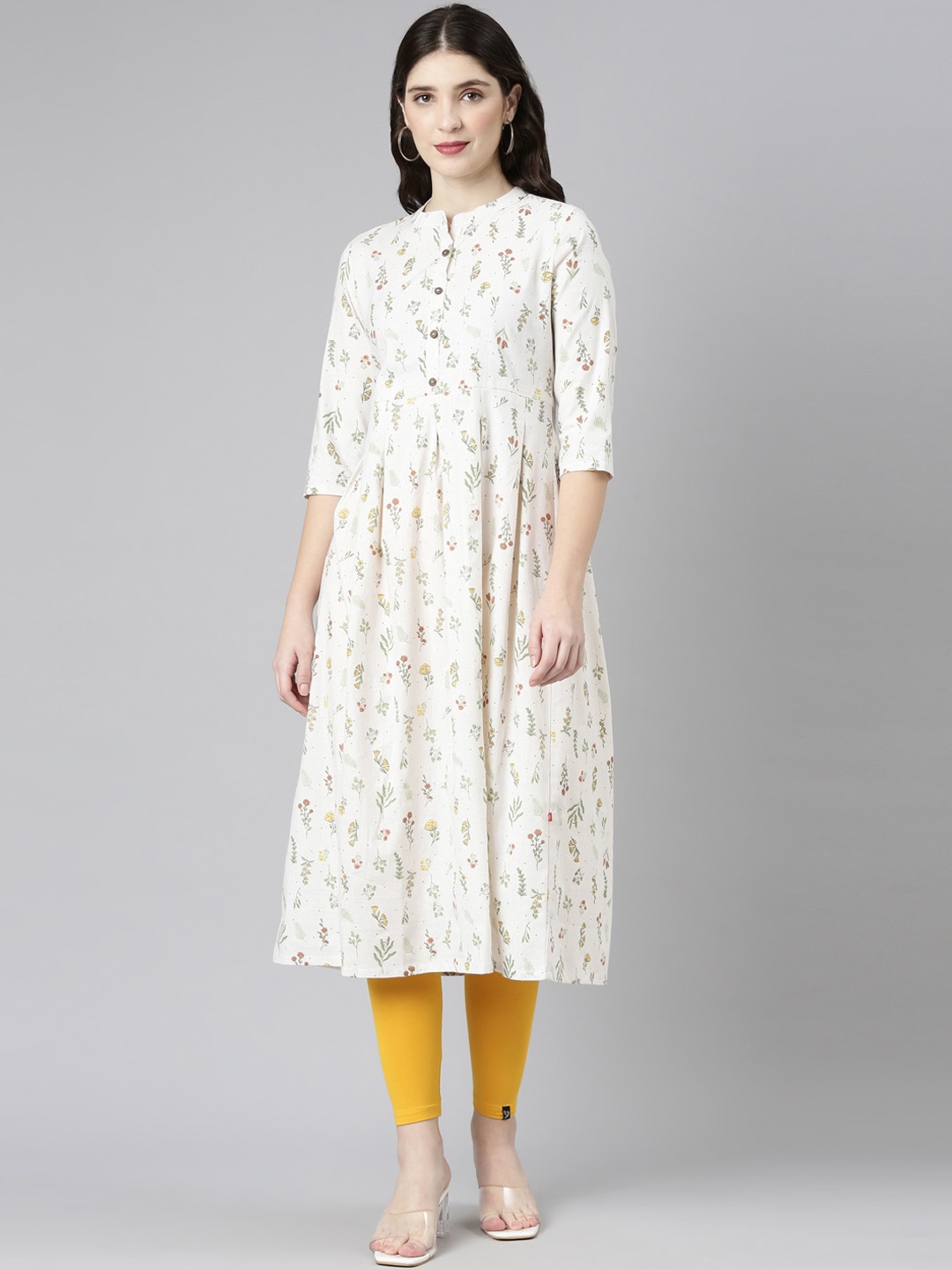 

Marcia Floral Printed A-Line Kurta, Off white