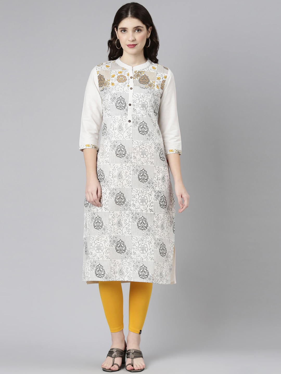 

Marcia Ethnic Motifs Printed Cotton Kurta, White