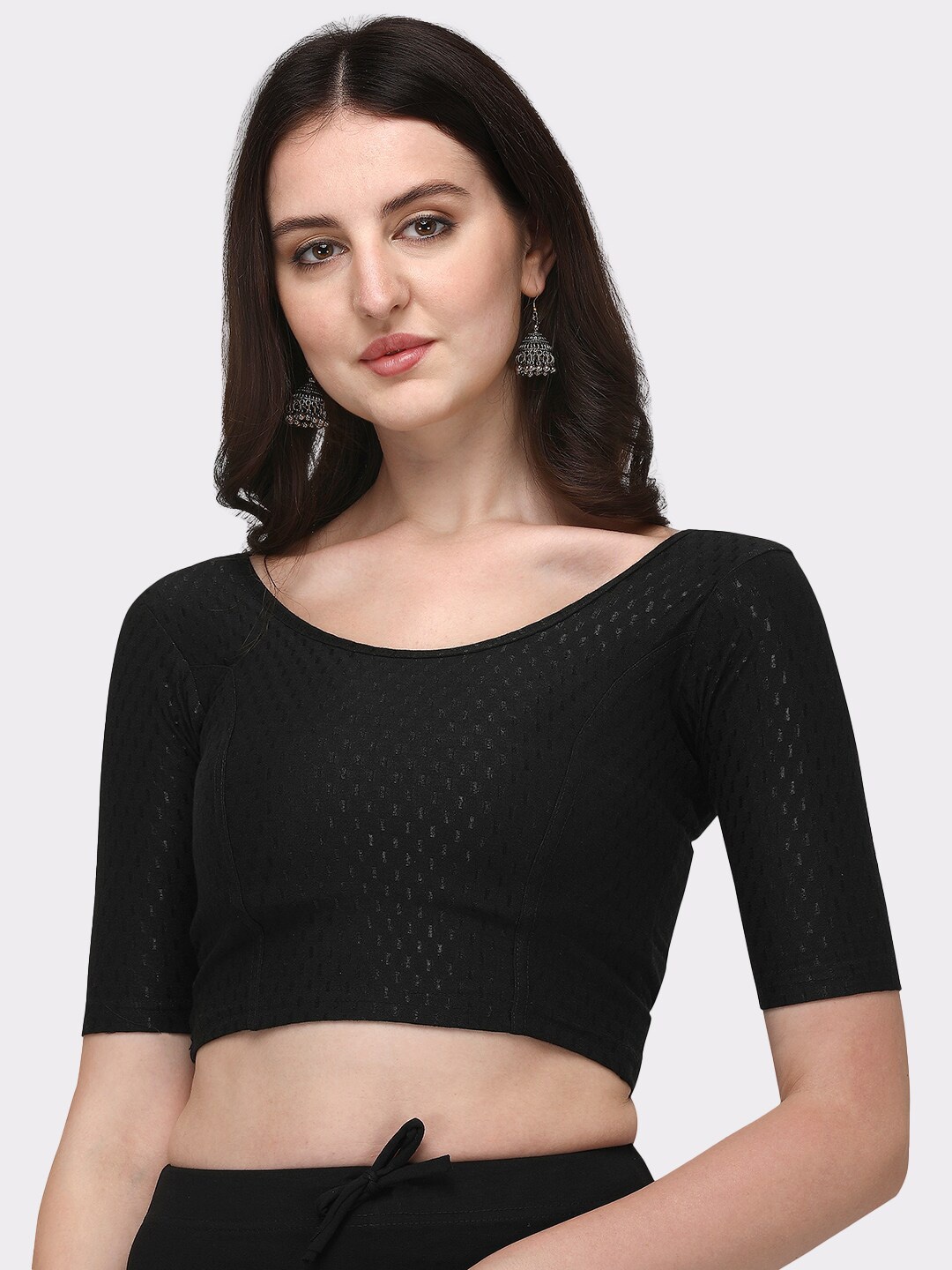 

SANADO Woven Design Cotton Saree Blouse, Black