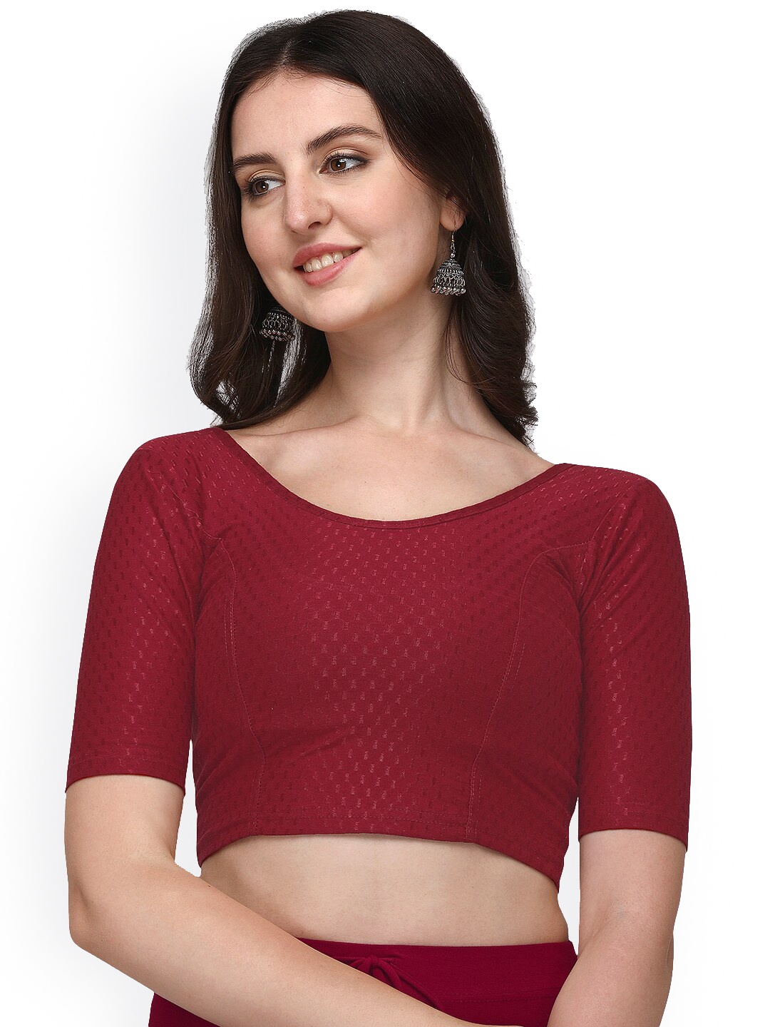 

SANADO Woven Design Cotton Saree Blouse, Maroon