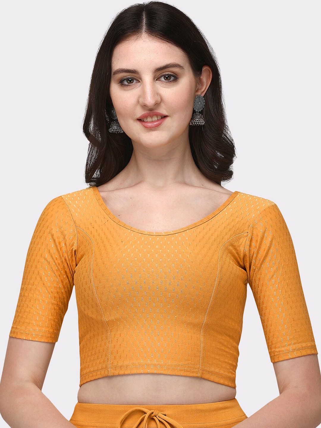 

SANADO Woven Design Cotton Saree Blouse, Yellow