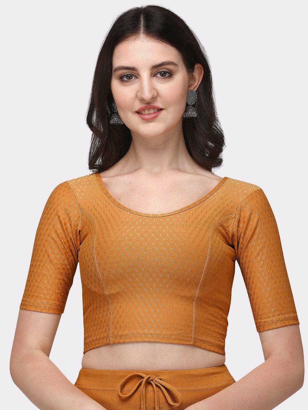 

SANADO Woven Design Cotton Saree Blouse, Brown