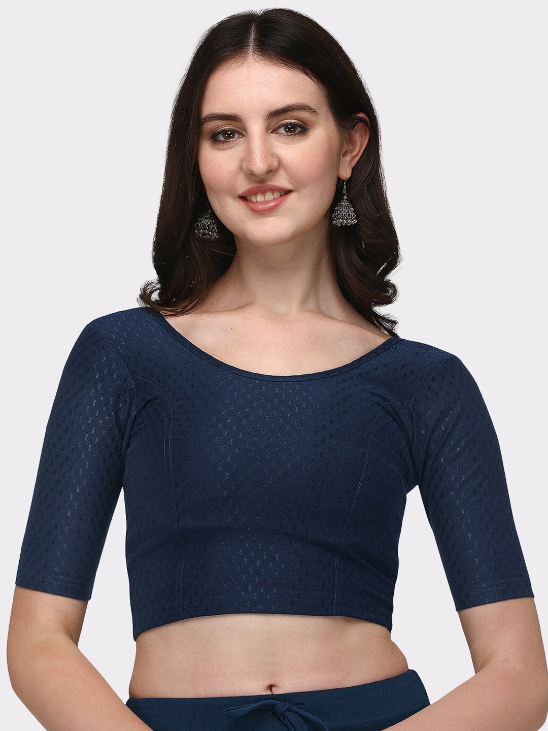 

SANADO Woven Design Cotton Saree Blouse, Blue