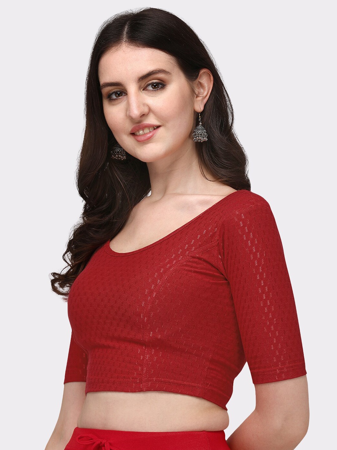 

SANADO Woven Design Cotton Saree Blouse, Red