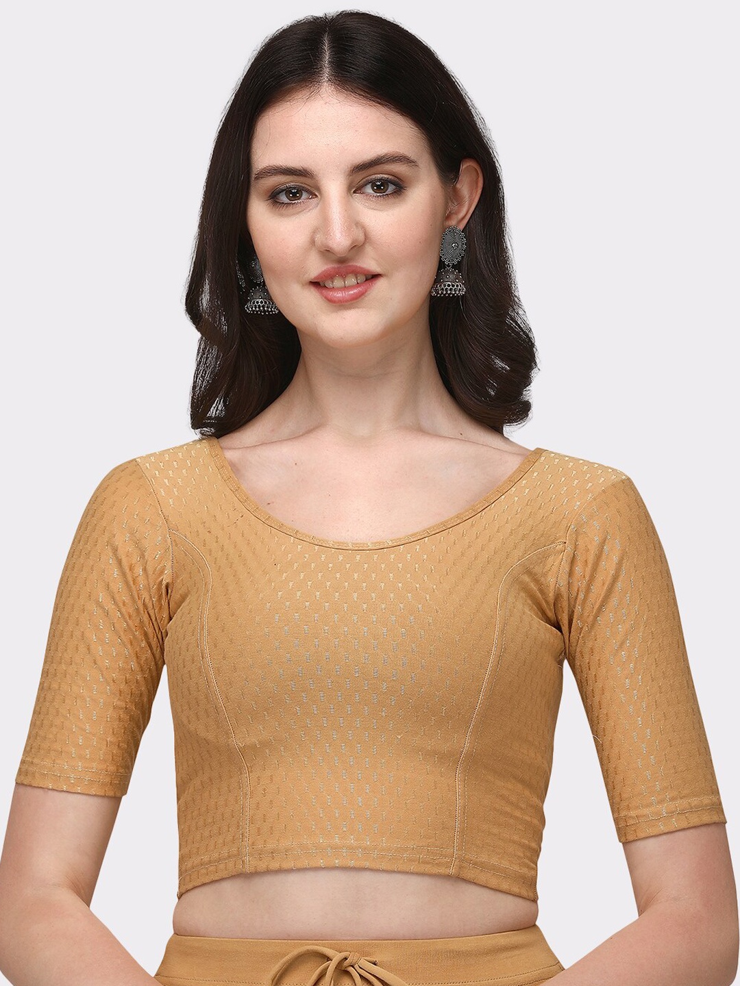 

SANADO Woven Design Cotton Saree Blouse, Beige