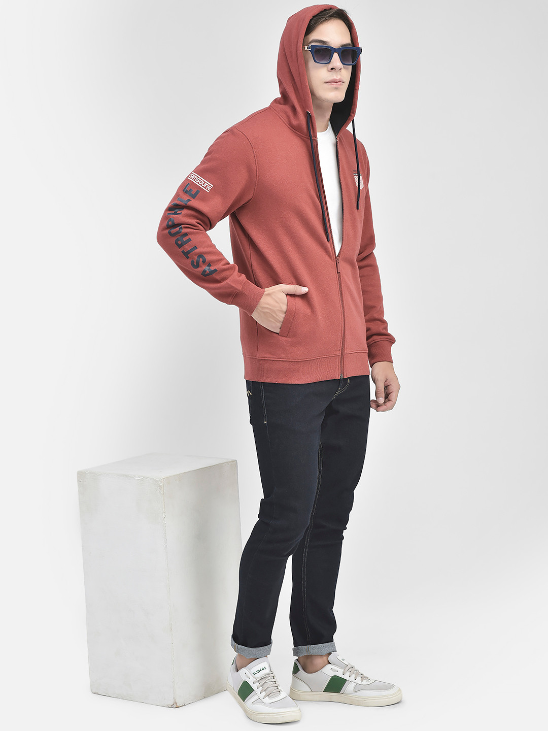 

Crimsoune Club Hooded Front Open Sweatshirt, Rust