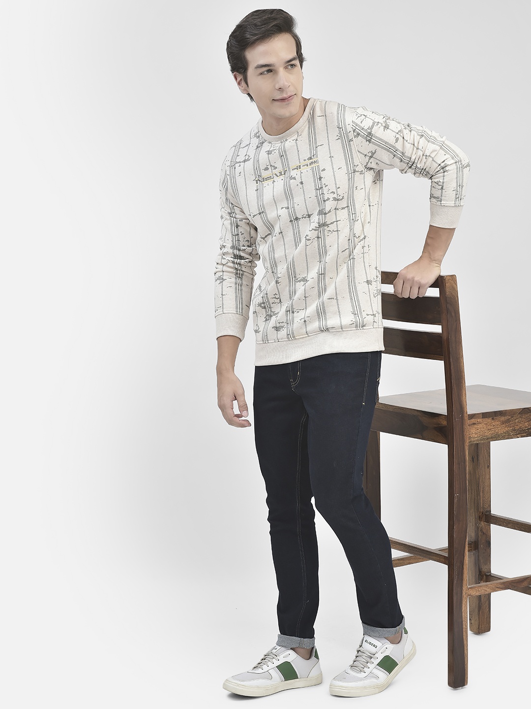 

Crimsoune Club Printed Round Neck Sweatshirt, Grey
