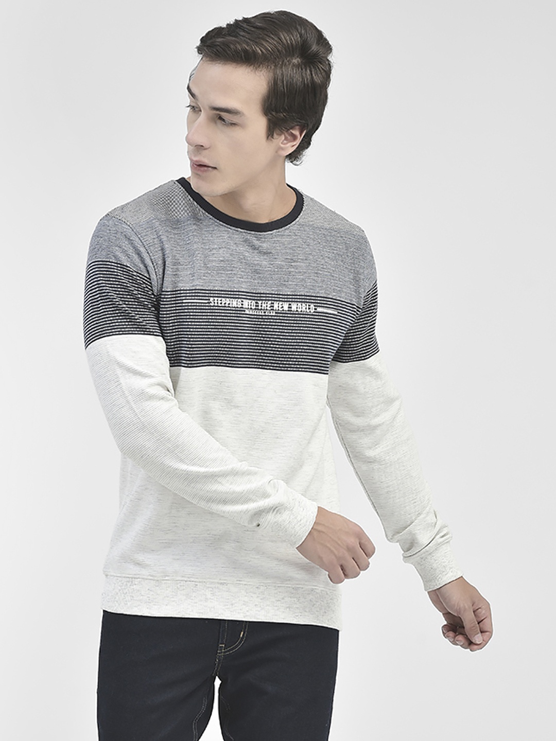 

Crimsoune Club Colourblocked Round Neck Sweatshirt, Grey