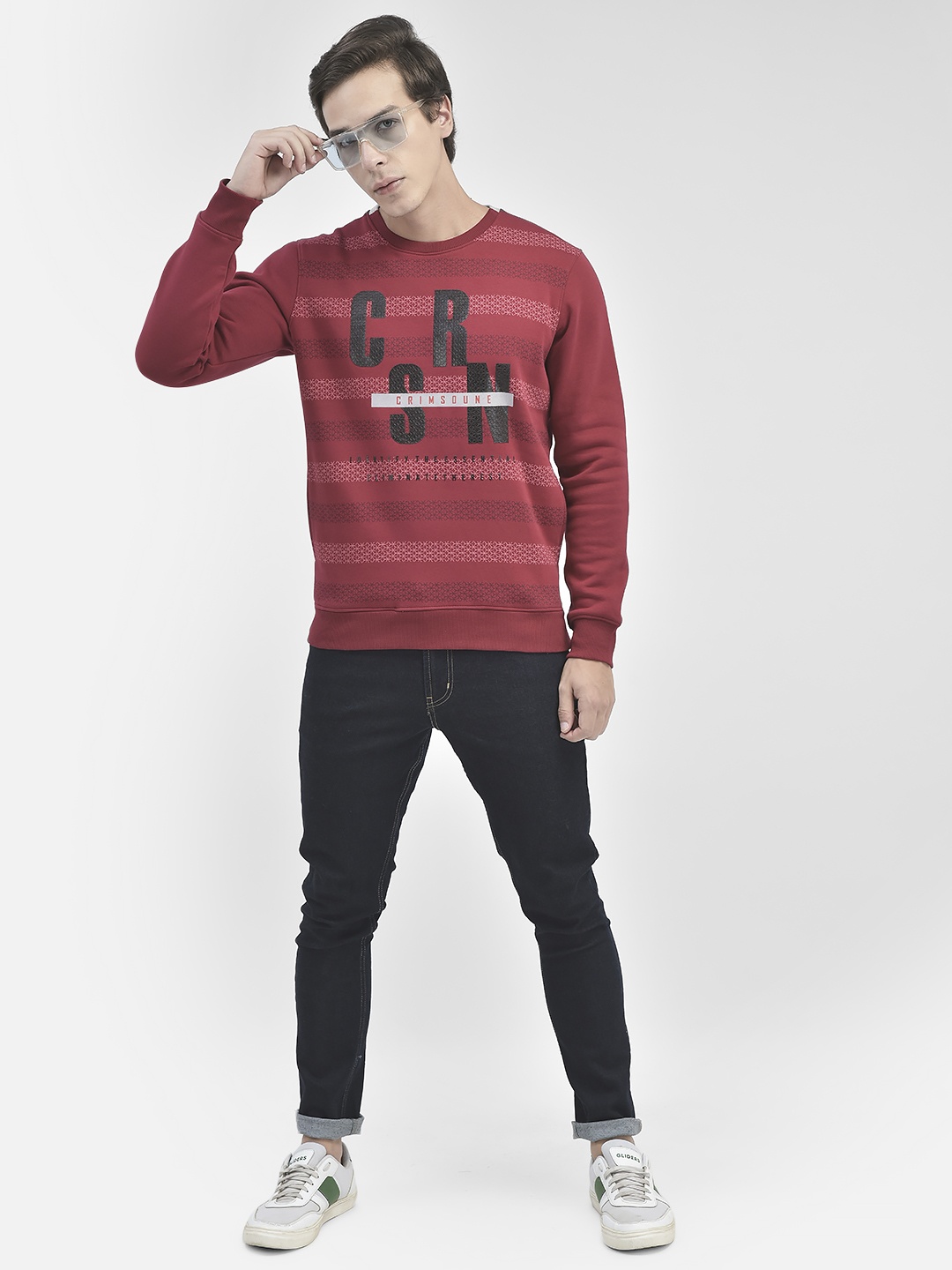 

Crimsoune Club Typography Printed Ribbed Pullover Sweatshirt, Maroon