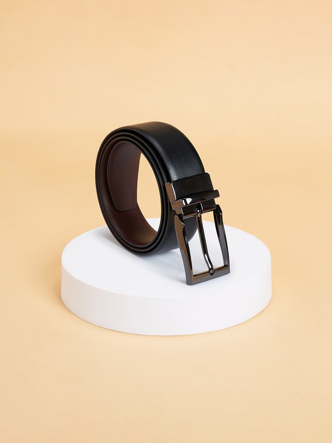 

BYFORD by Pantaloons Men Textured Leather Formal Belt, Black