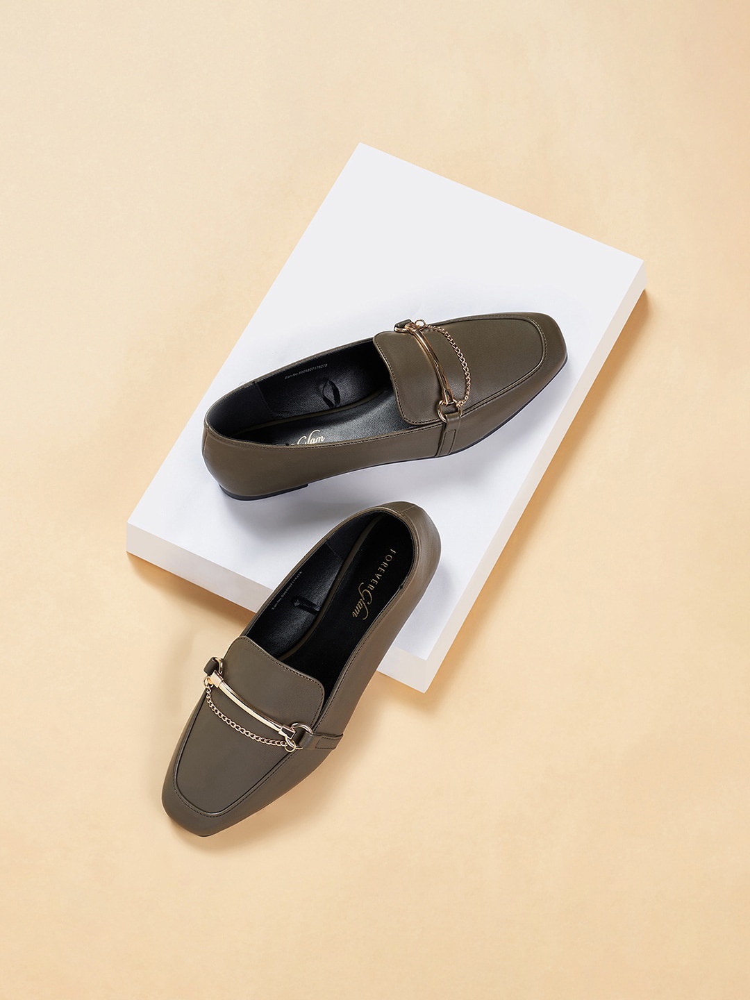 

Forever Glam by Pantaloons Women Square Toe Comfort Insole Horsebit Loafers, Olive