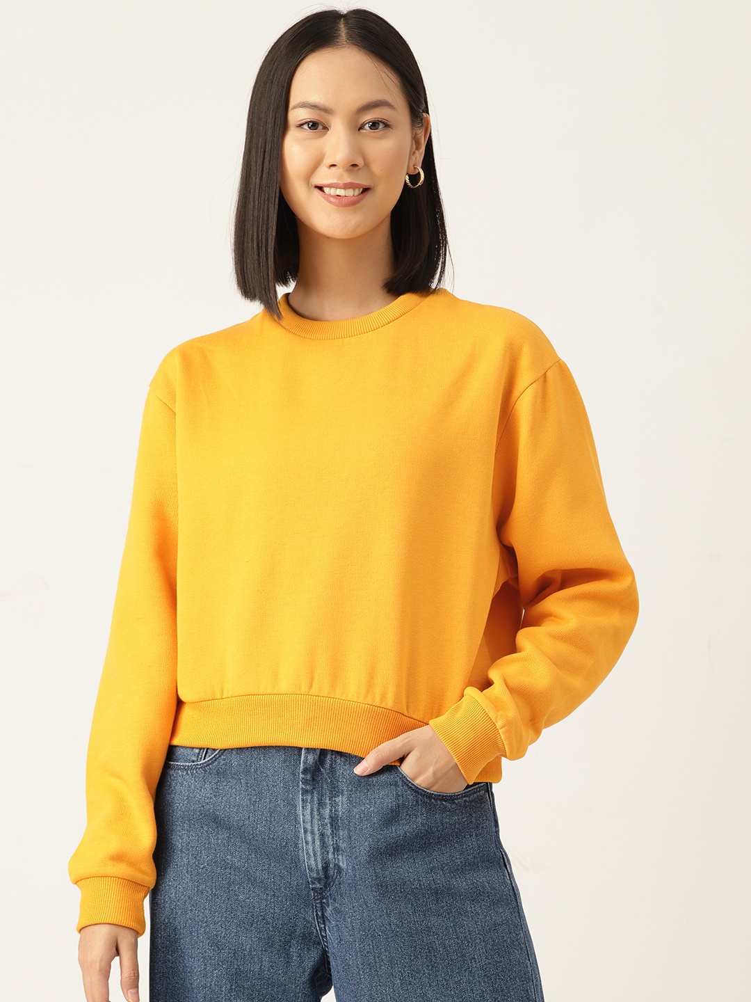 

Rue Collection Solid Sweatshirt, Yellow