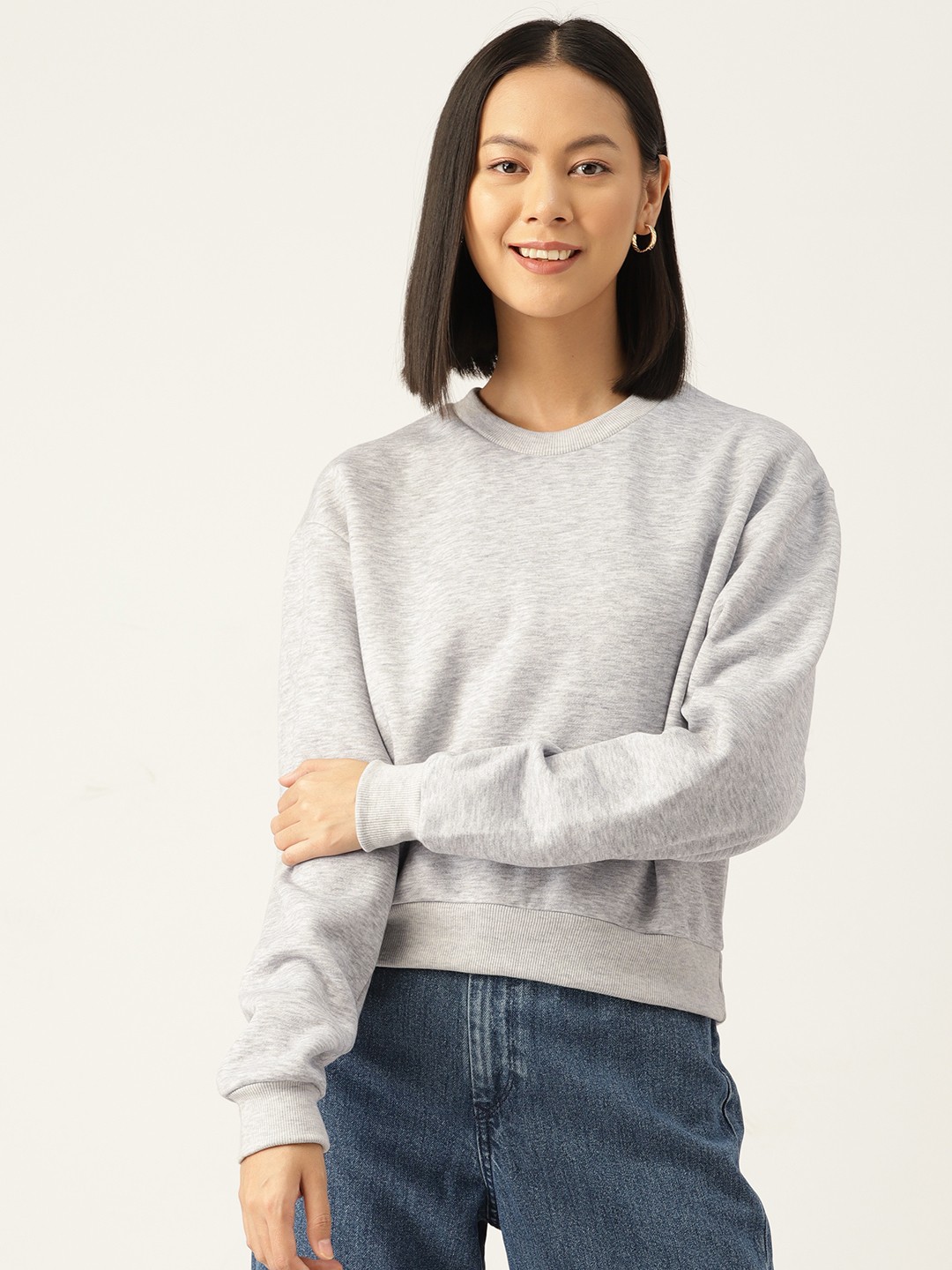 

Rue Collection Solid Sweatshirt, Grey