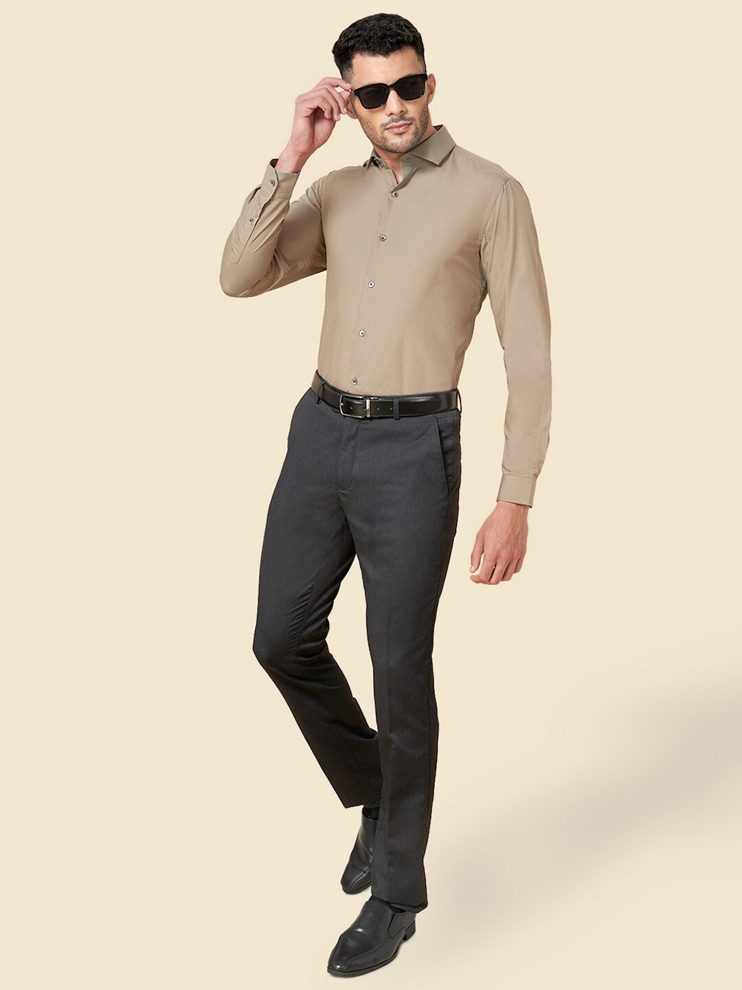 

Peregrine by Pantaloons Men Khaki Slim Fit Opaque Formal Shirt