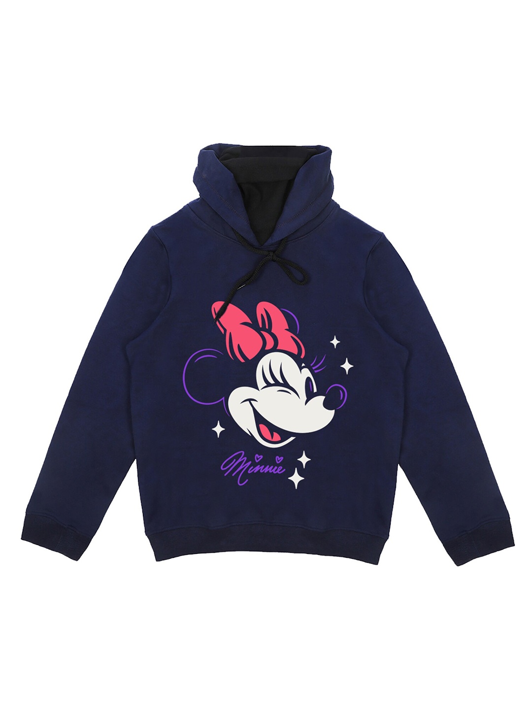 

Wear Your Mind Girls Minnie Mouse Printed Hooded Sweatshirt, Navy blue