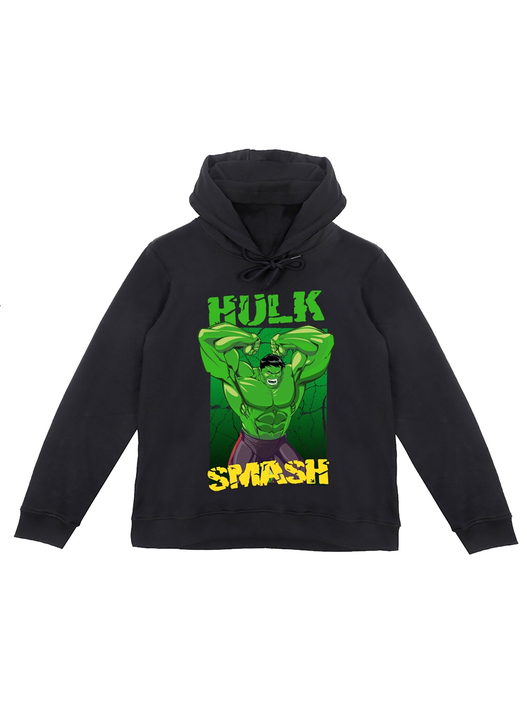 

Wear Your Mind Boys Hulk Printed Hooded Sweatshirt, Black