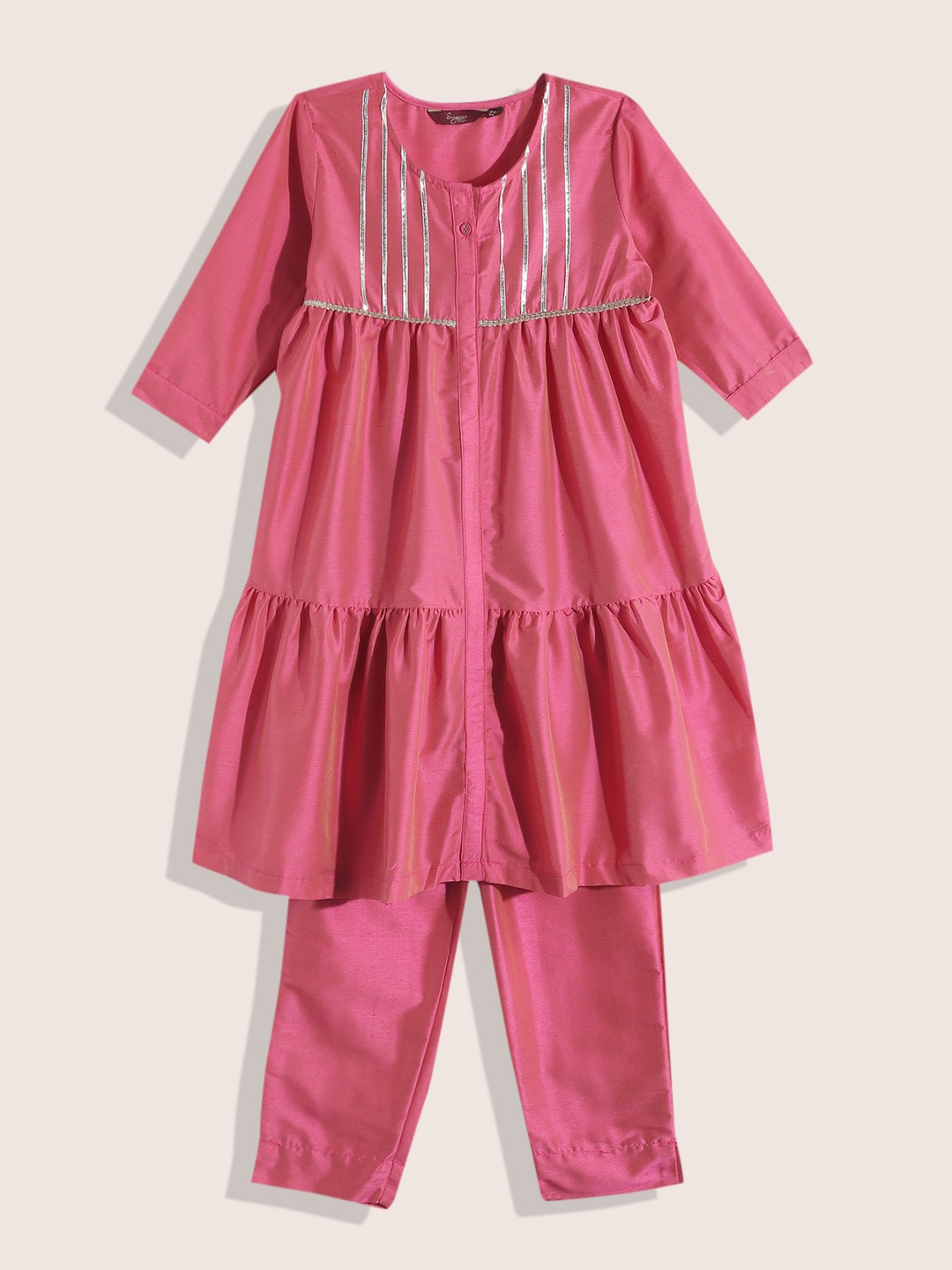 

Sangria Girls Regular Kurta With Trousers, Pink