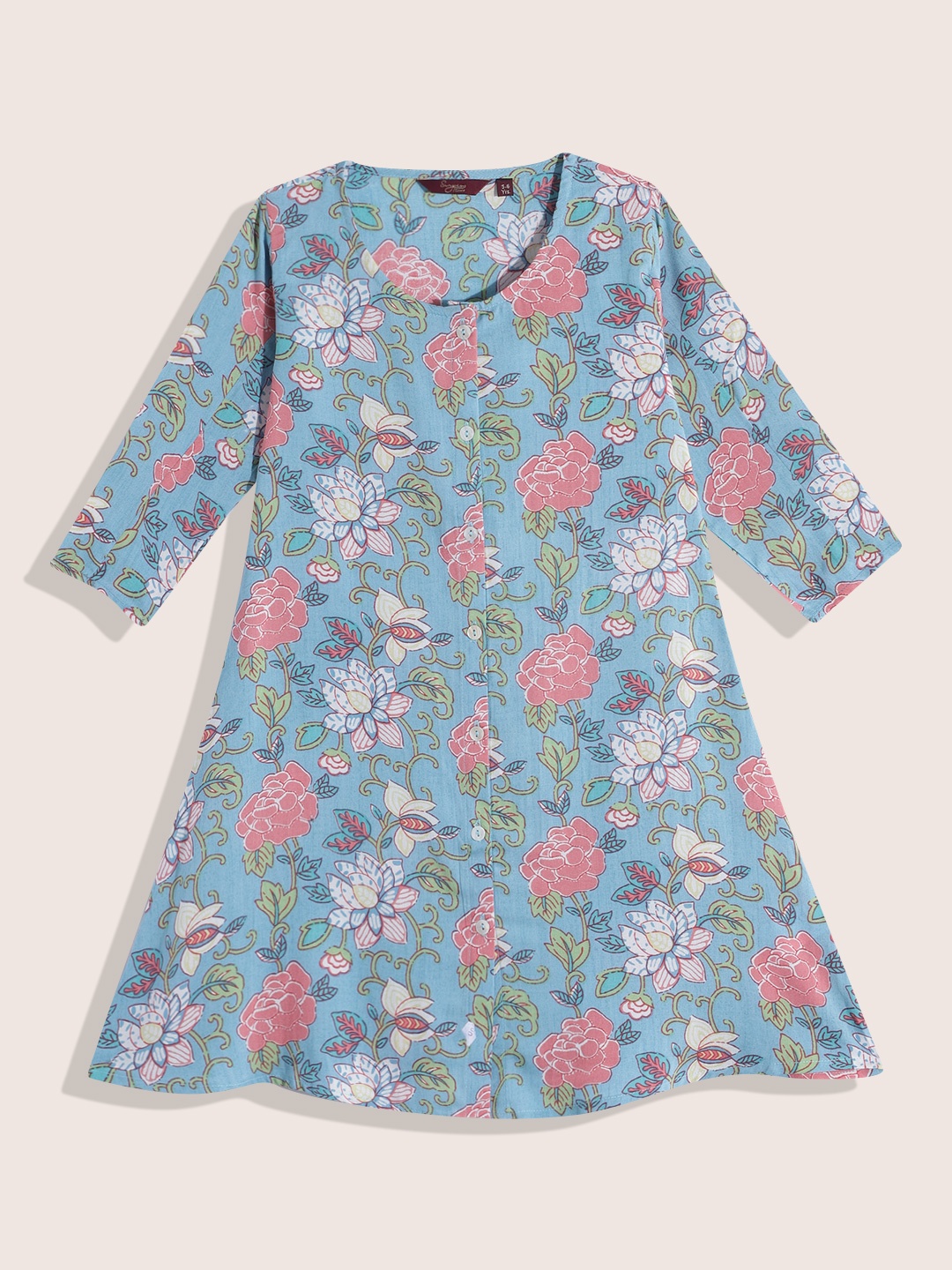 

Sangria Girls Floral Print Longline A-Line Top, Blue