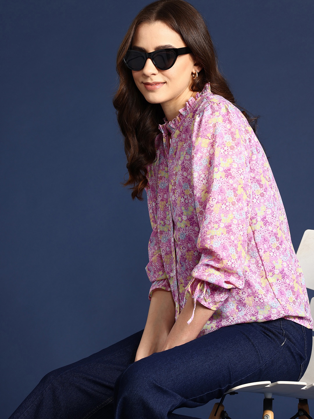 

Mast & Harbour Women Printed Casual Shirt, Pink