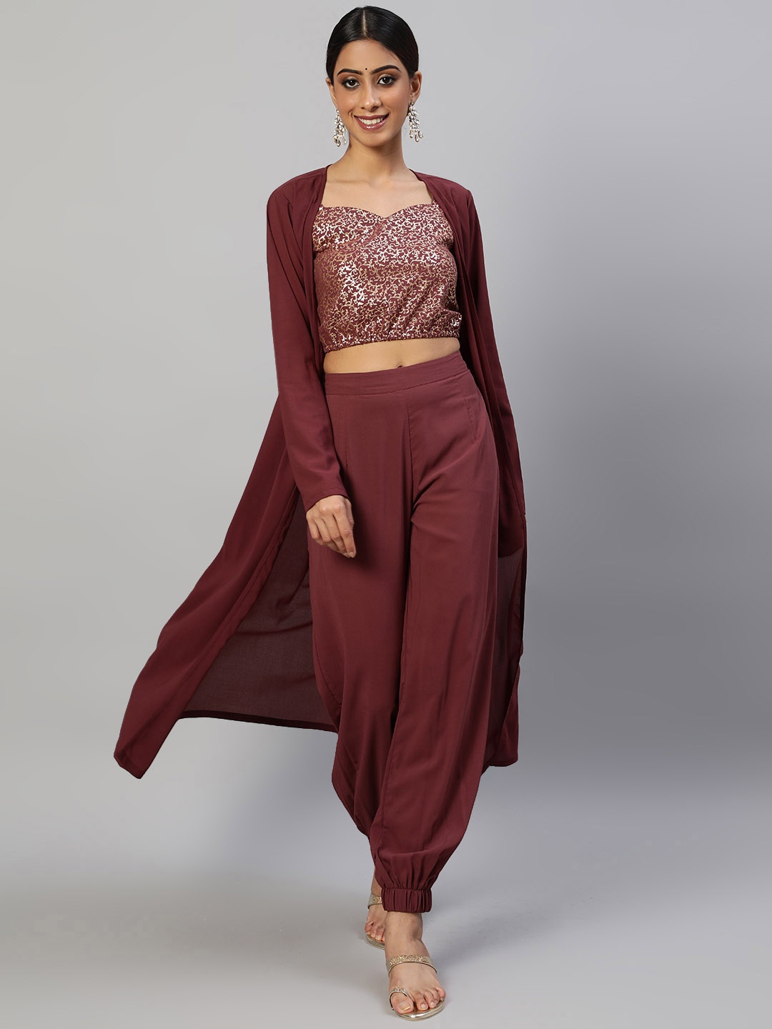 

AKS Couture Embroidered Sweatshirt & Jogger Co-ords Set, Grey