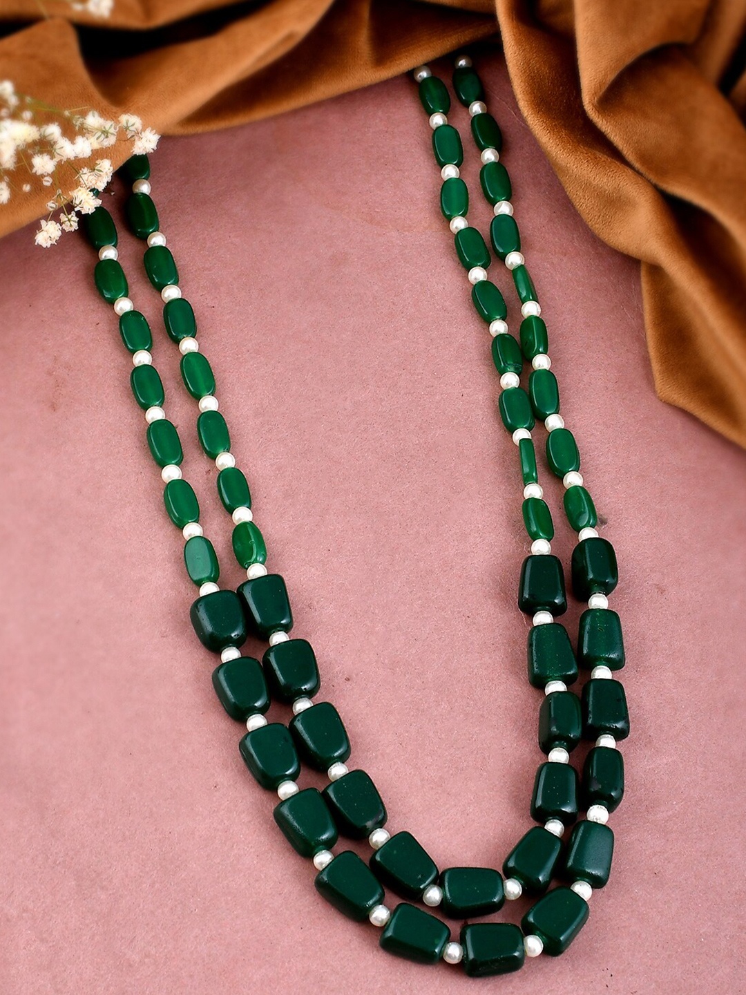 

Silvermerc Designs Gold-Plated Real Stones Layered Necklace