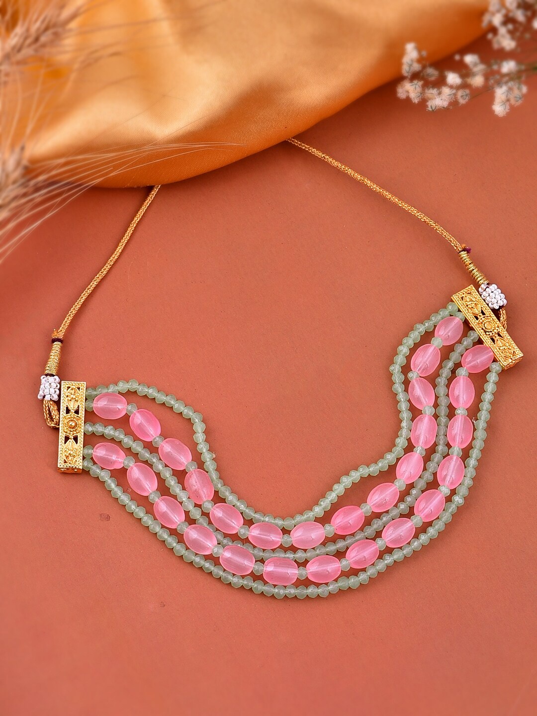 

Silvermerc Designs Gold-Plated Real Stones Choker Necklace
