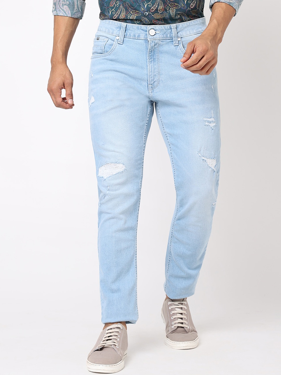 

Blue Buddha Men Mildly Distressed Light Fade Cotton Jeans