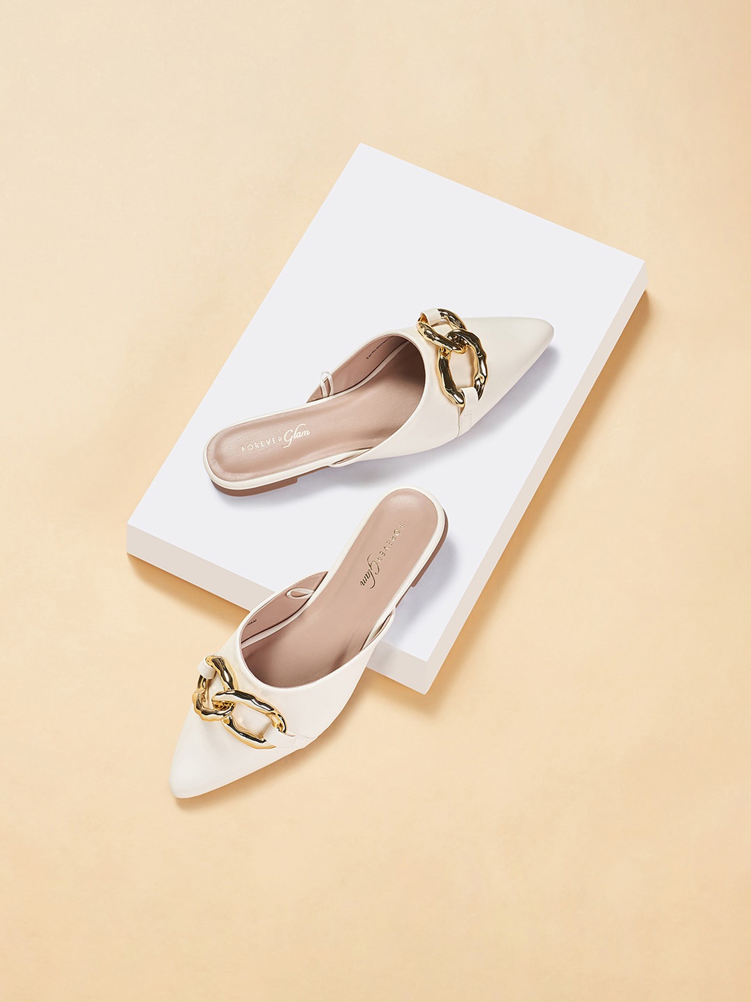 

Forever Glam by Pantaloons Pointed Toe Slip-On Mules, Off white