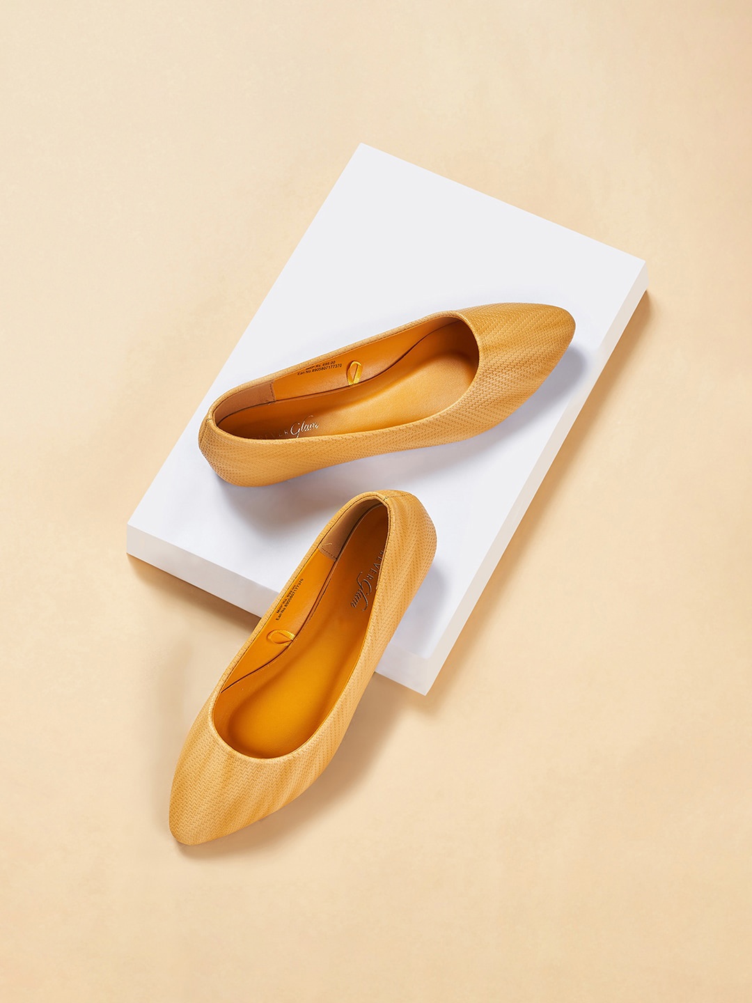 

Forever Glam by Pantaloons Textured Pointed Toe Ballerinas, Mustard