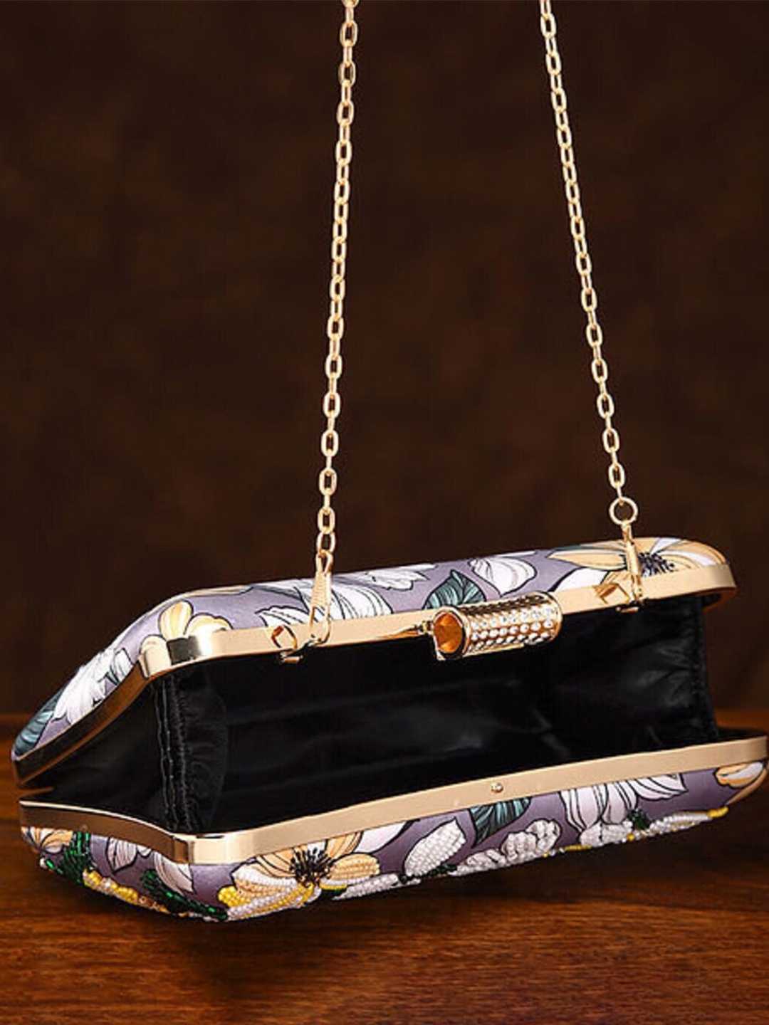 

Jalwa Art Embellished Water Reistence Box Clutch, Purple