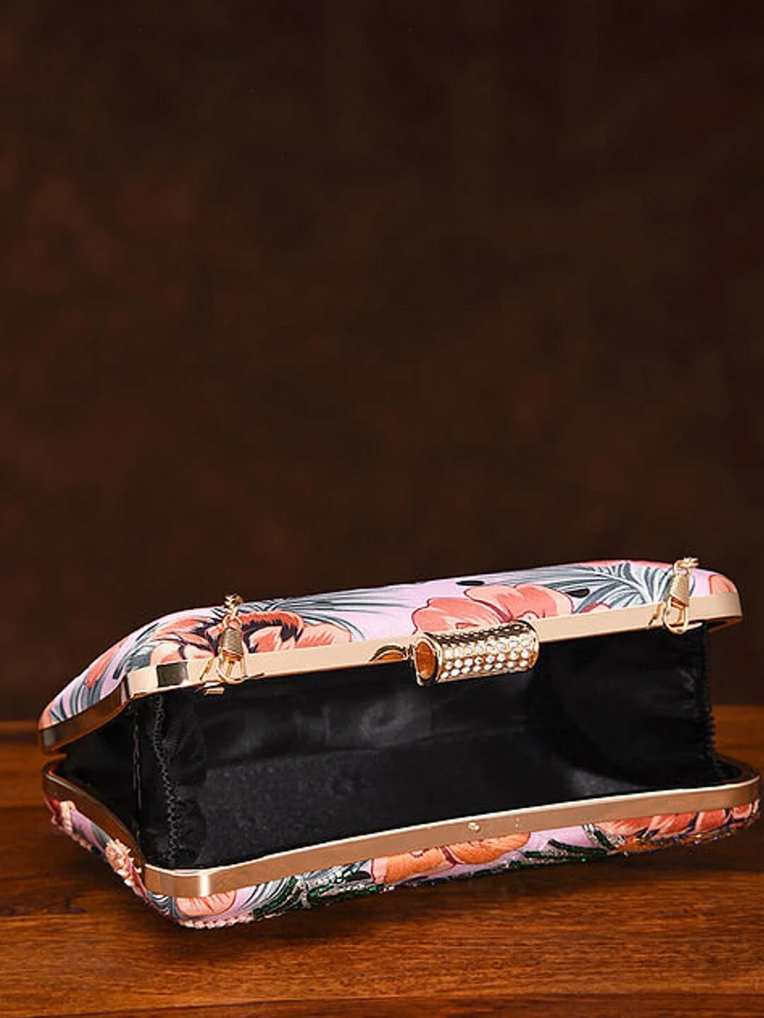 

Jalwa Art Embroidered Box Clutch, Orange