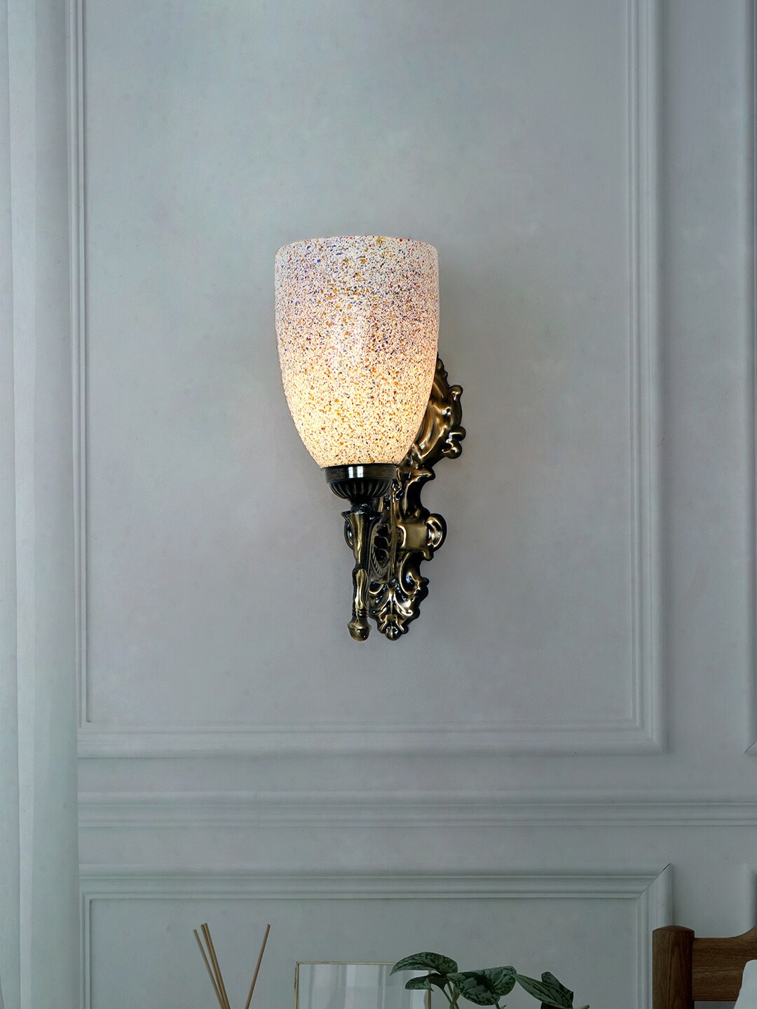

Fos Lighting Grey Textured Wall Lamp, Gold