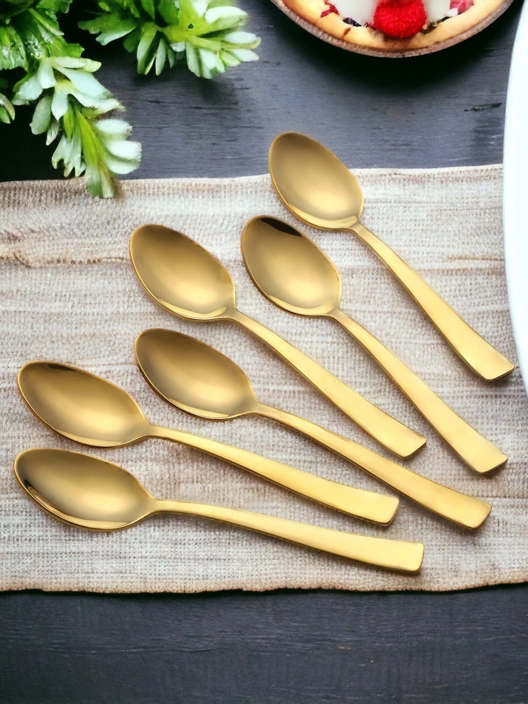 

FNS Alexa Gold Toned 6 Pieces Steel Tea Spoon