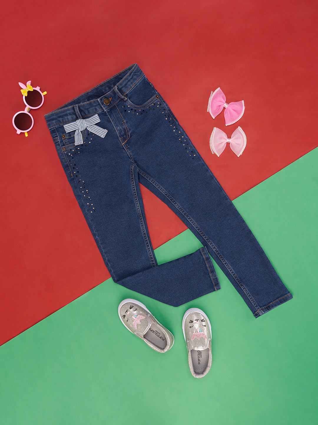 

Pantaloons Junior Girls Clean Look Cotton Cropped Jeans, Blue