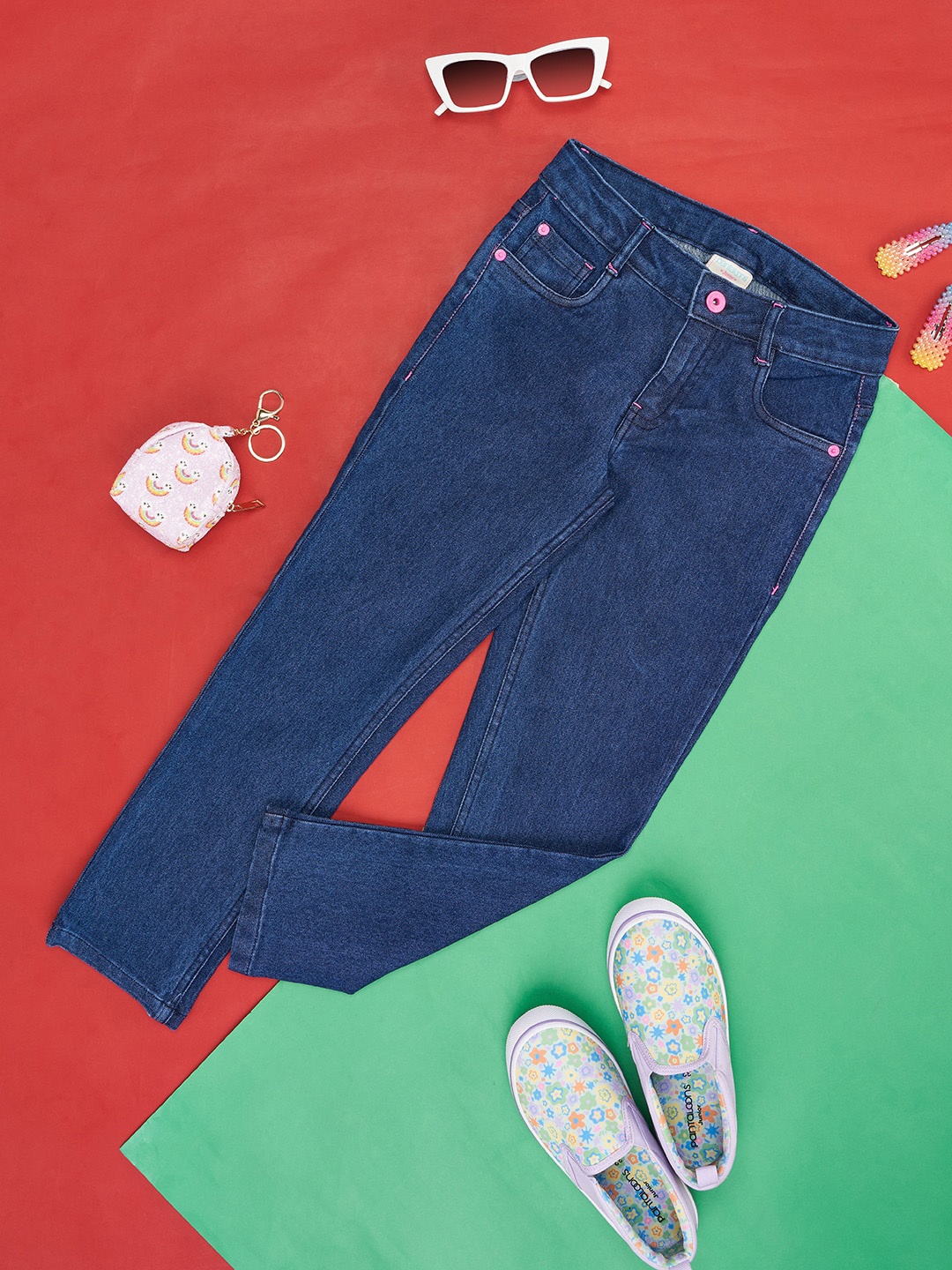 

Pantaloons Junior Girls Clean Look Cotton Cropped Jeans, Blue