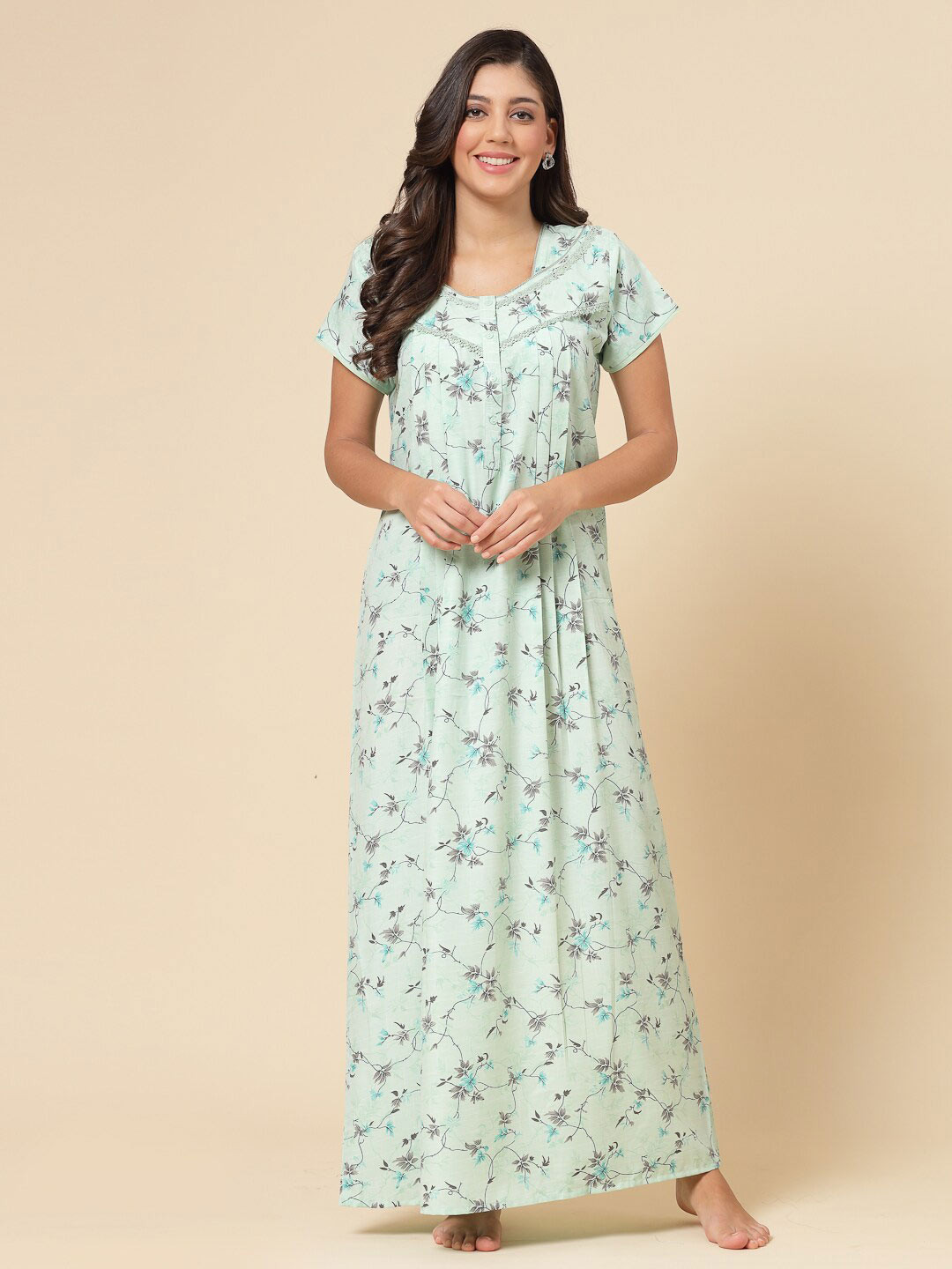 

Sweet Dreams Floral Printed Maxi Nightdress, Sea green