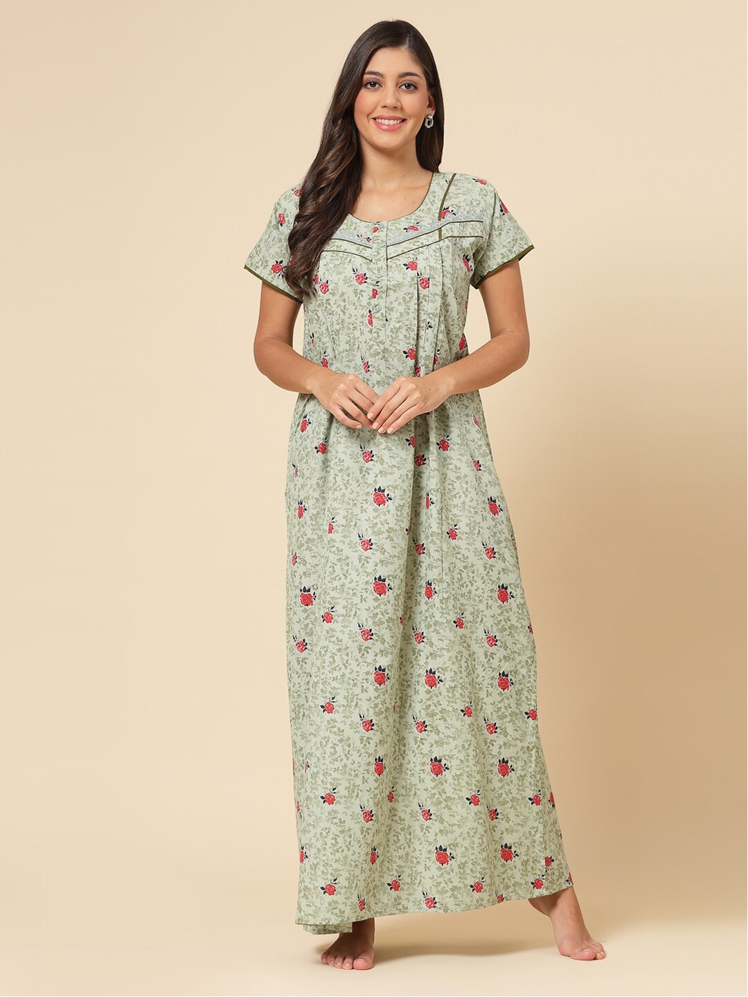 

Sweet Dreams Floral Printed Maxi Nightdress, Green