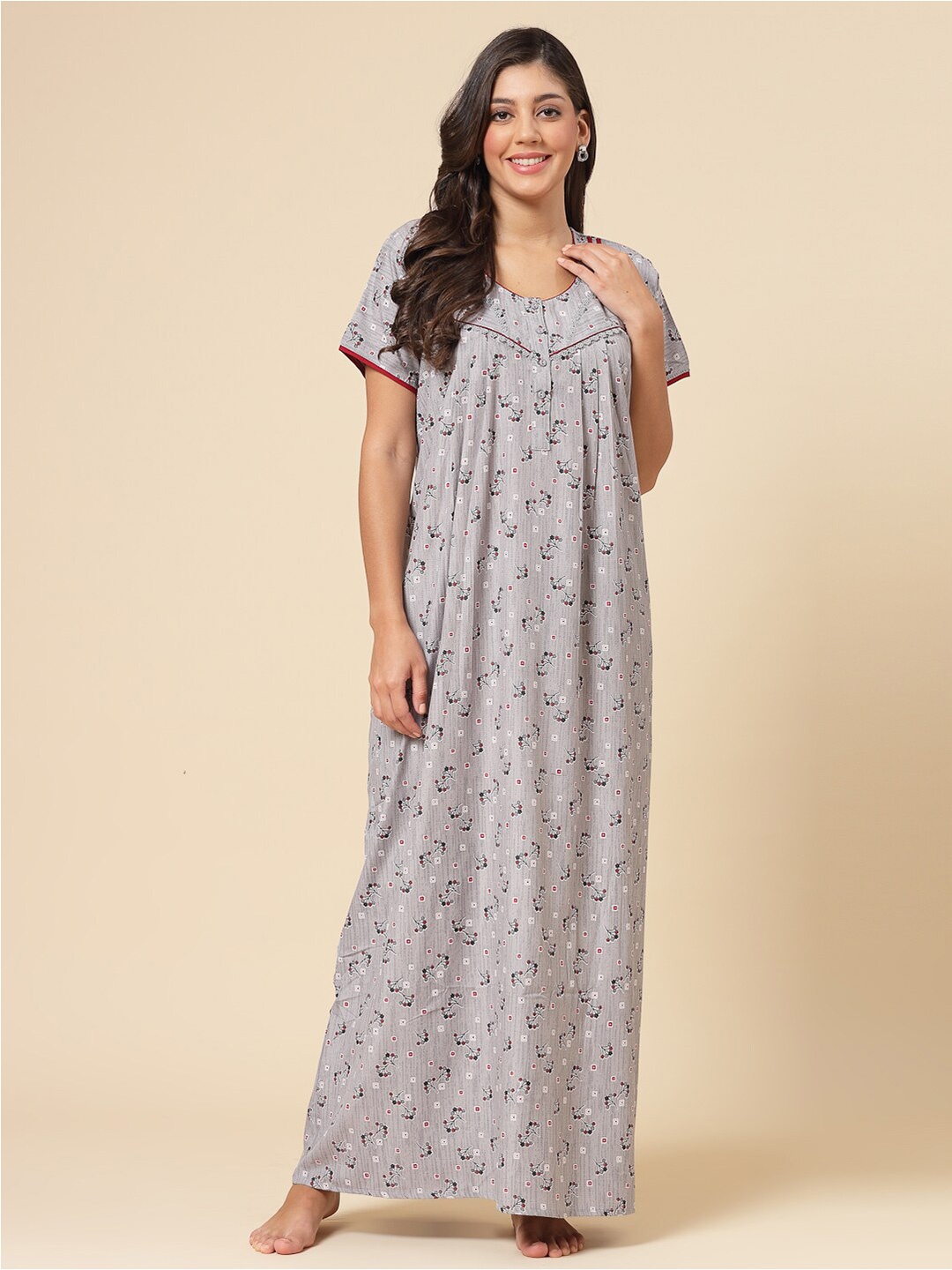 

Sweet Dreams Floral Printed Maxi Nightdress, Grey