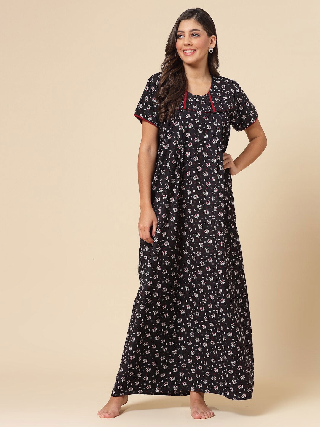 

Sweet Dreams Floral Printed Maxi Nightdress, Black