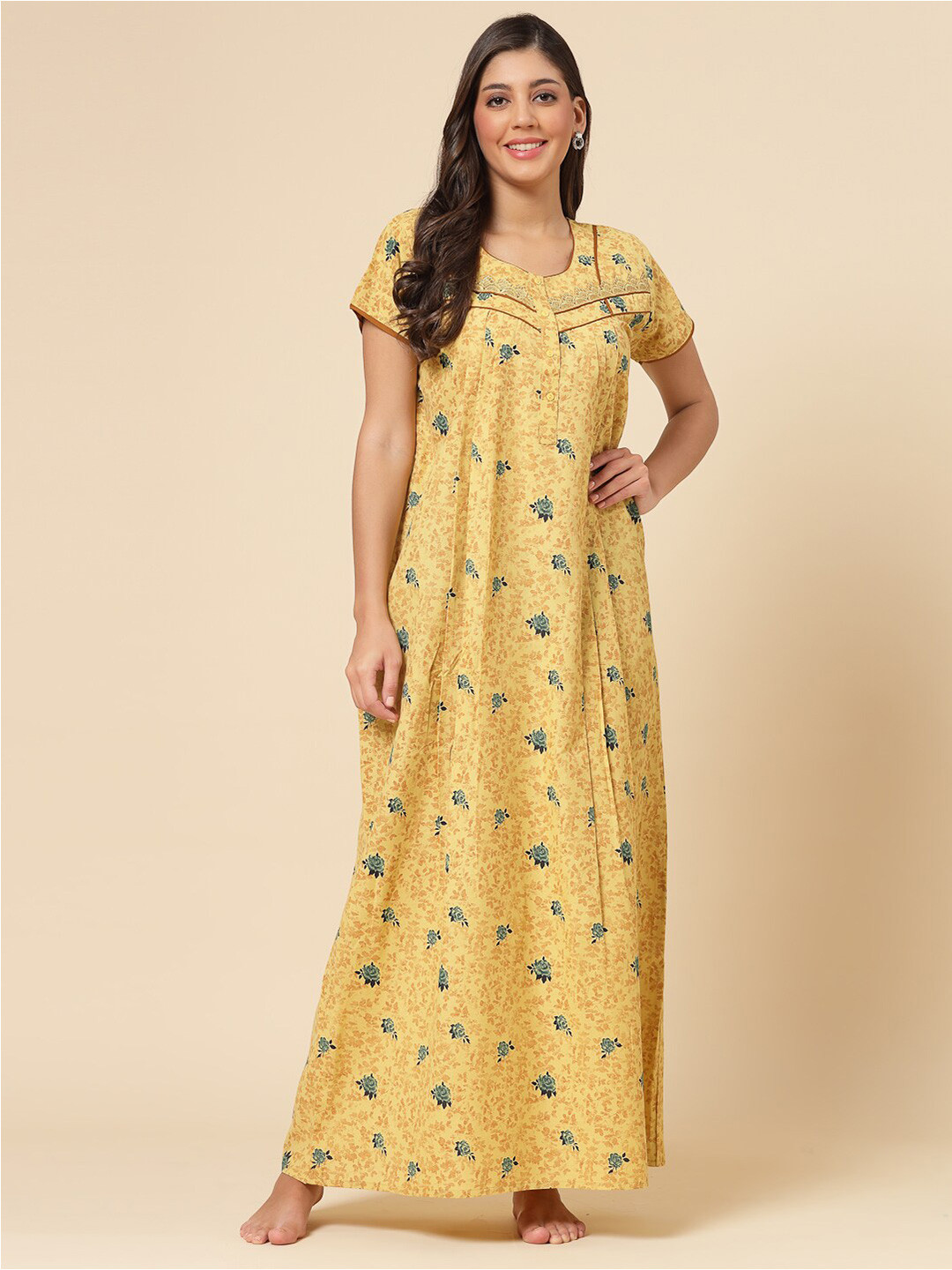 

Sweet Dreams Floral Printed Maxi Nightdress, Yellow