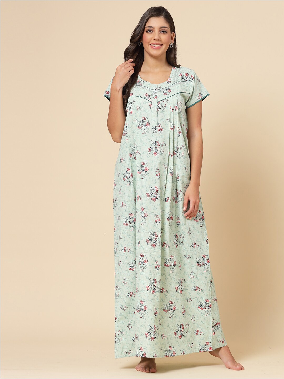 

Sweet Dreams Floral Printed Maxi Nightdress, Sea green