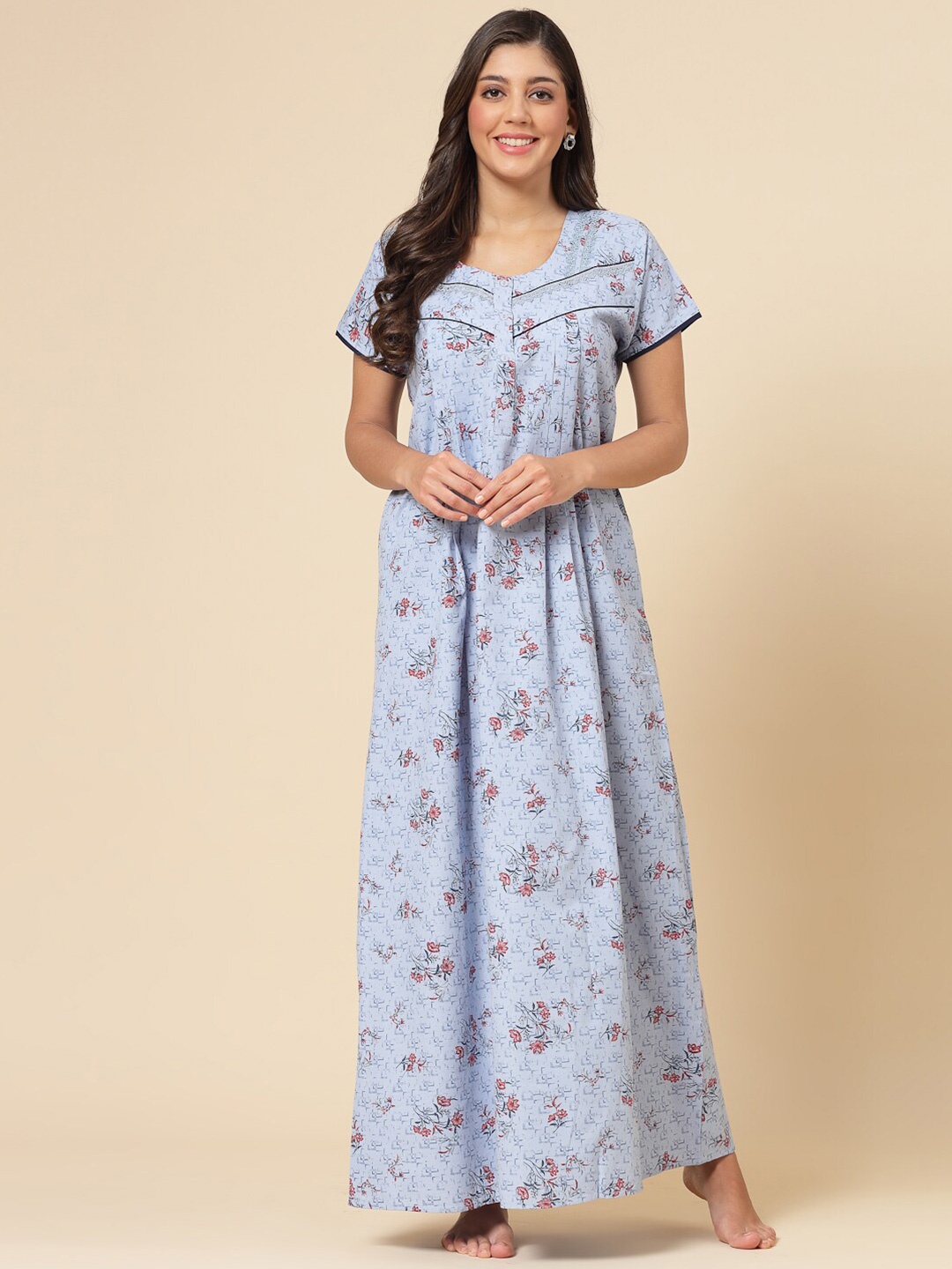 

Sweet Dreams Floral Printed Maxi Nightdress, Blue