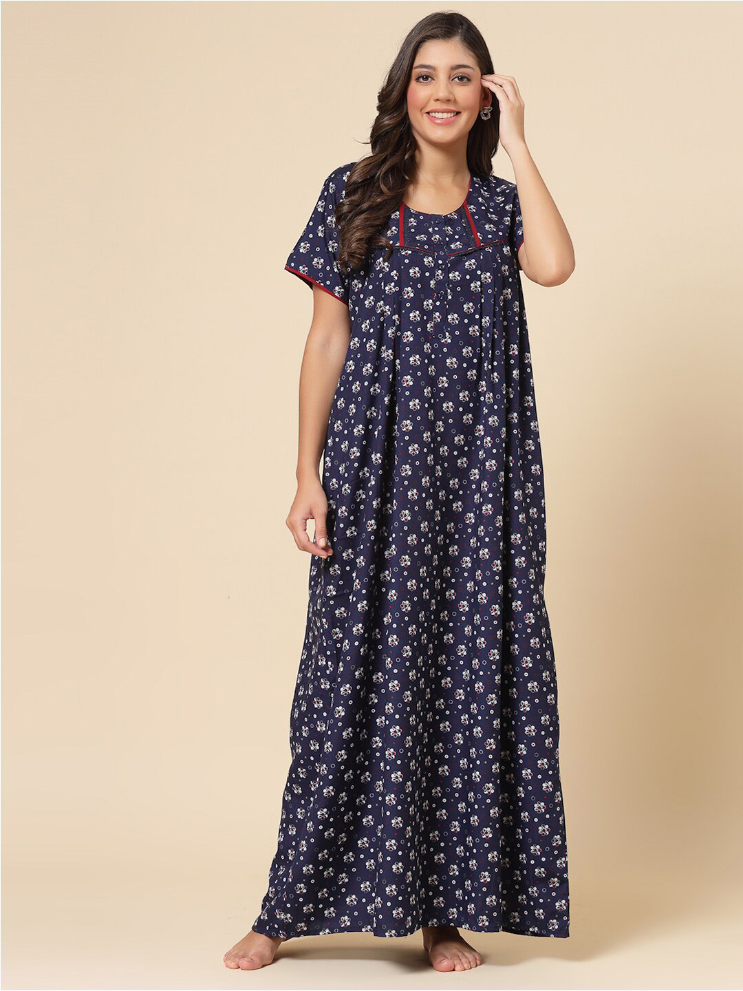 

Sweet Dreams Floral Printed Maxi Nightdress, Navy blue