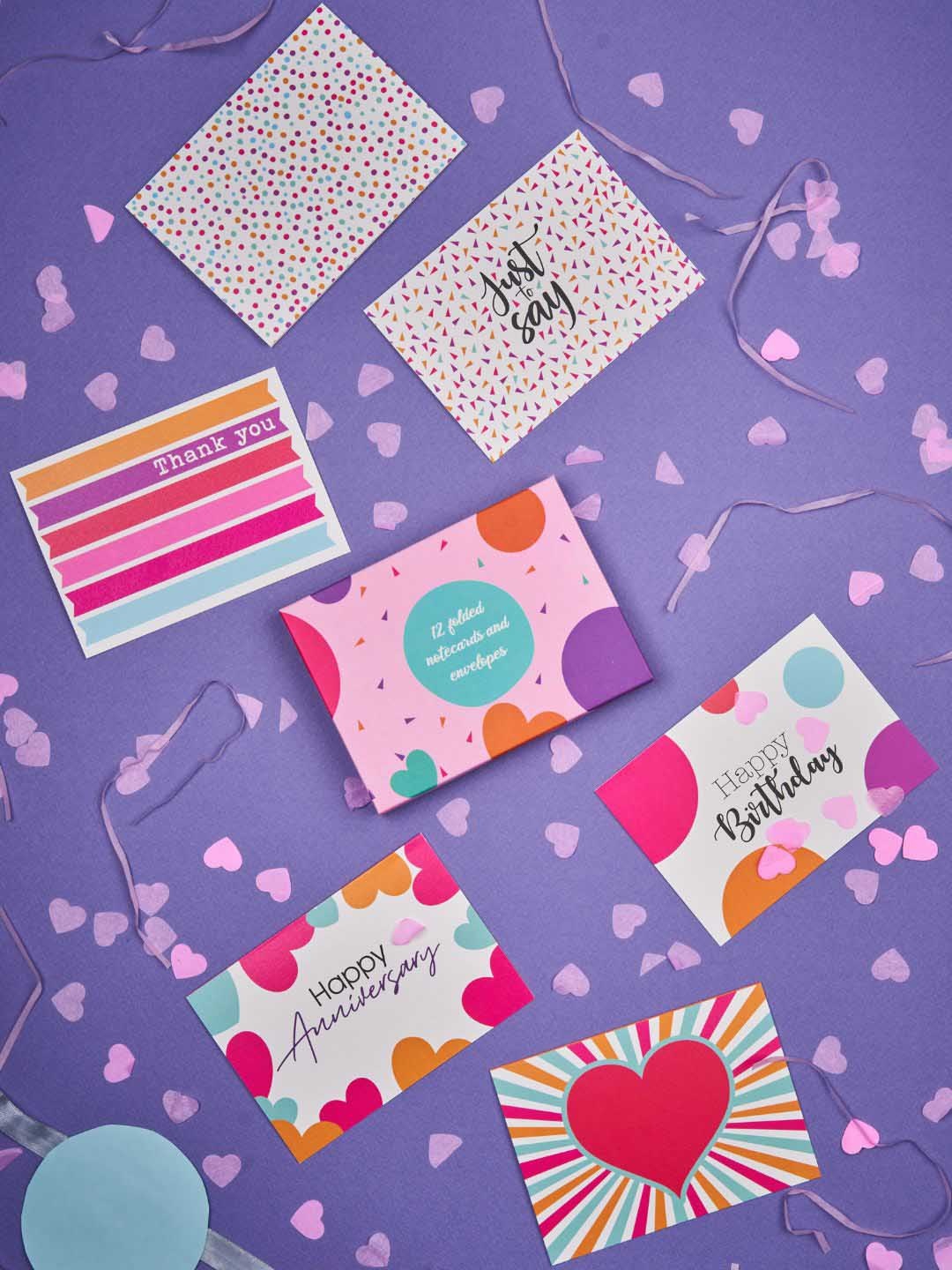 

Doodle Set Of 12 Pop Culture Blank Notecards With Envelopes, Pink