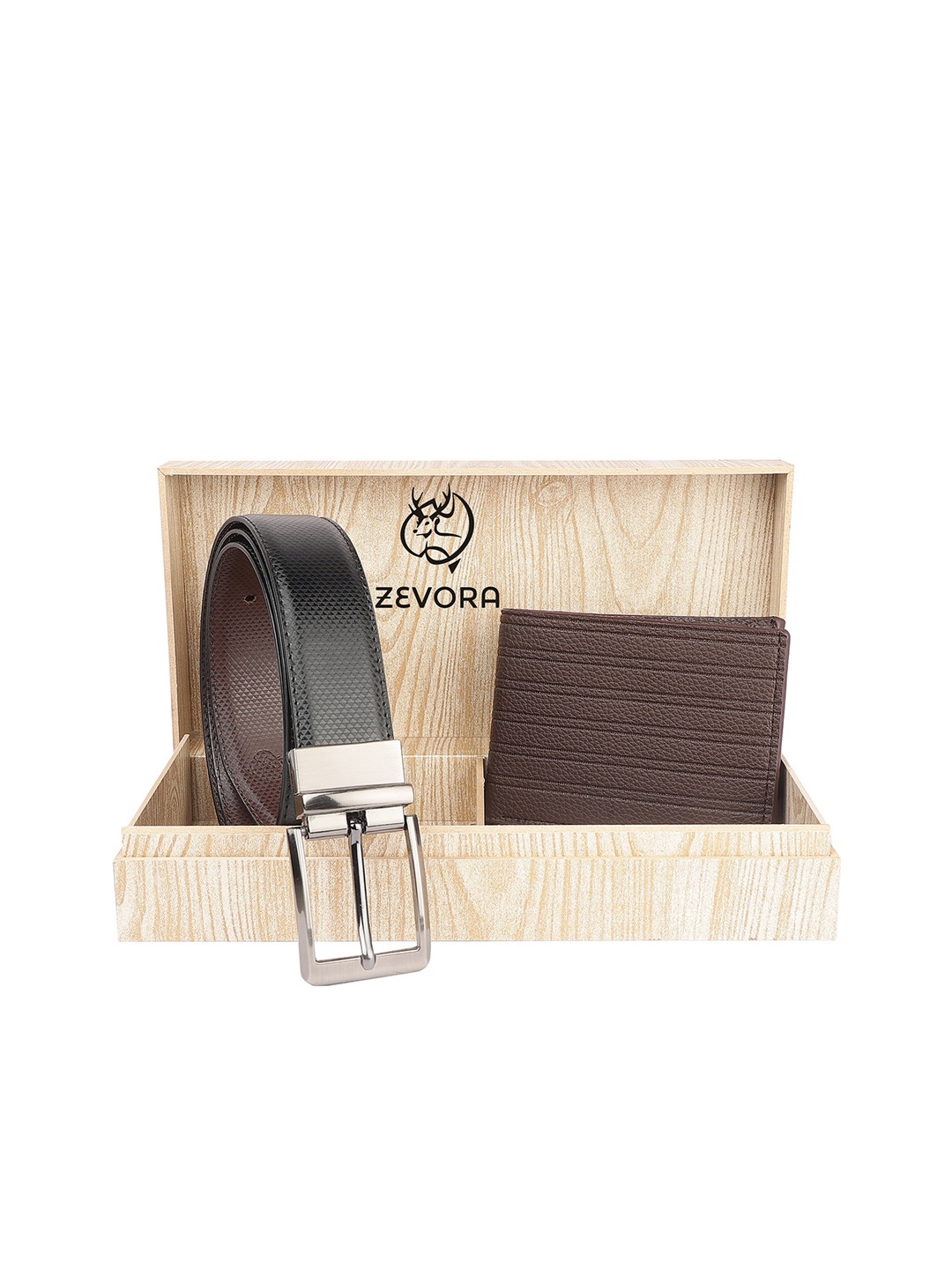 

ZEVORA Men Reversible Belt And Wallet Accessory Gift Set, Black