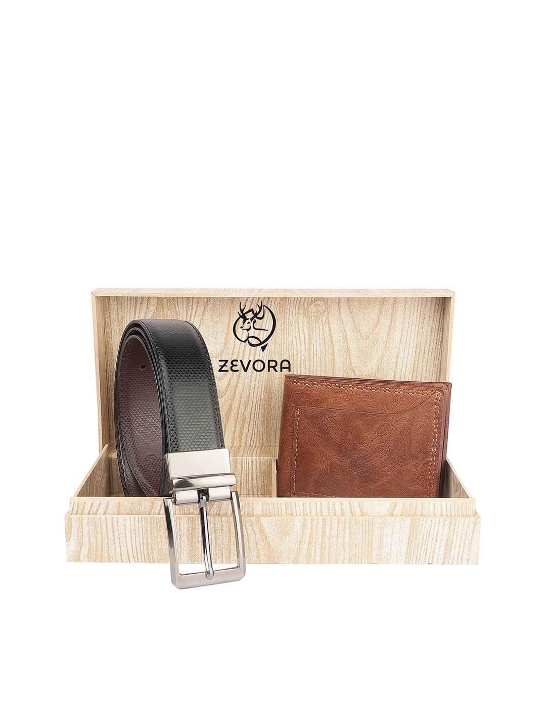 

ZEVORA Men Reversible Belt And Wallet Gift Set, Black