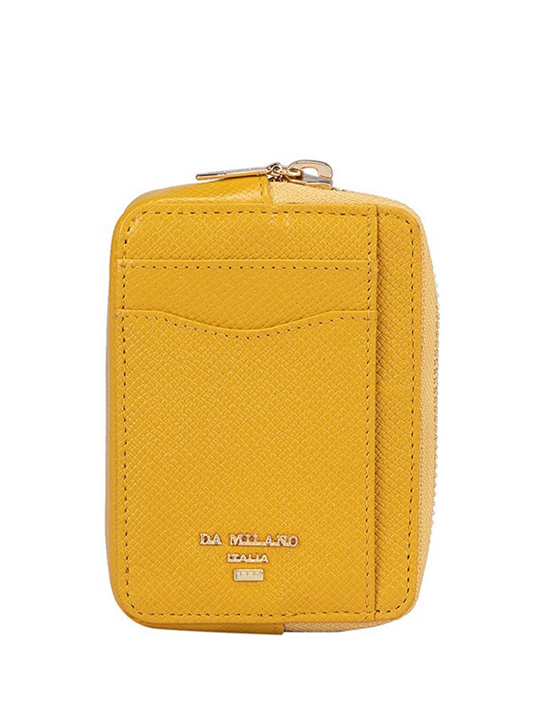 

Da Milano Unisex Textured Leather Card Holder, Yellow