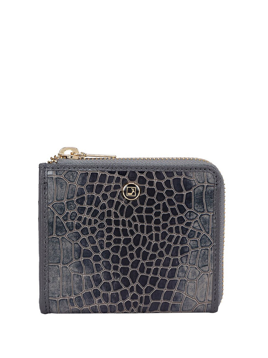 

Da Milano Unisex Textured Leather Zip Around Wallet, Grey