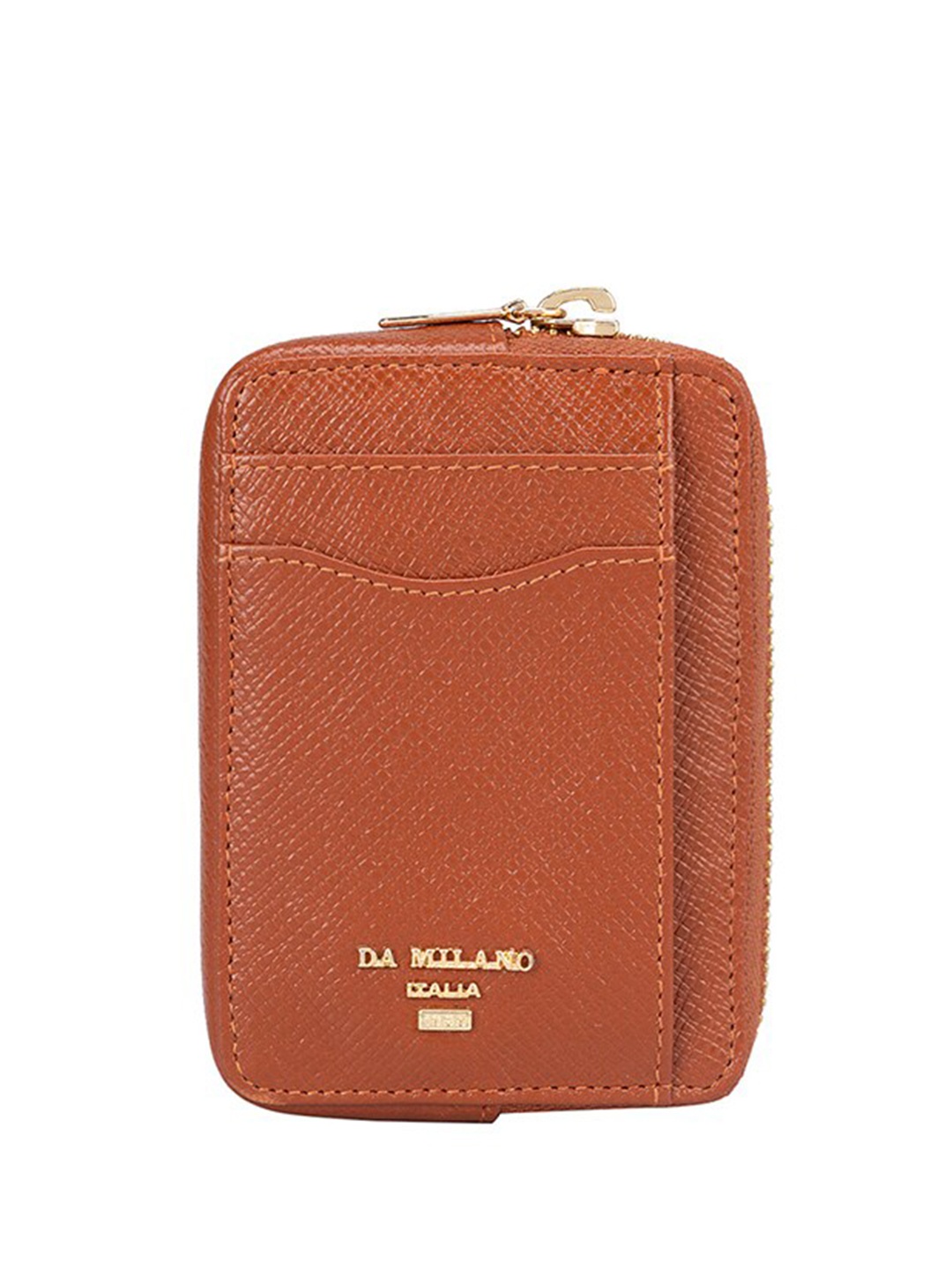 

Da Milano Unisex Textured Leather Card Holder, Brown